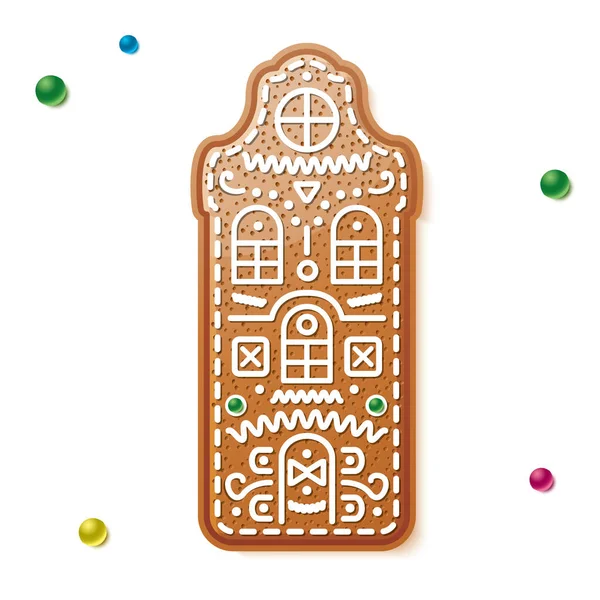 Icône Maison Pain Épice Noël Illustration Vectorielle Cookie Noël Traditionnel — Image vectorielle