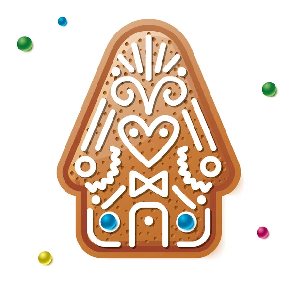 Christmas Gingerbread House Icon Vector Illustration Traditional Christmas Cookie Isolated — Stock Vector