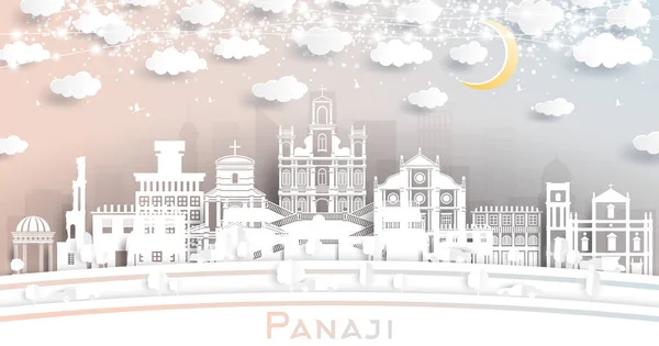 Panaji India City Skyline Paper Cut Stil Mit Weißen Gebäuden — Stockvektor