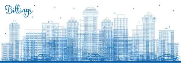 Osnova Billings Montany City Skyline Modrými Budovami Vektorová Ilustrace Koncepce — Stockový vektor