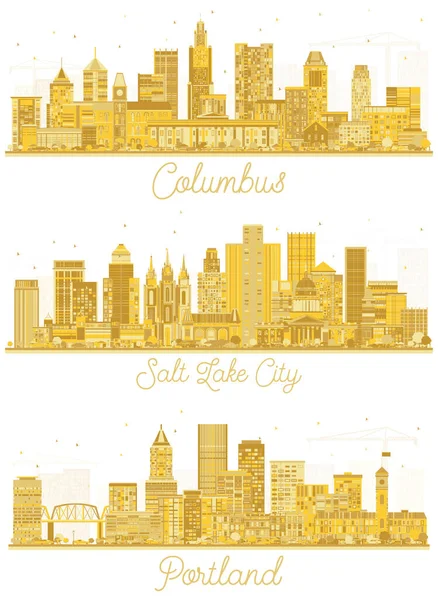 Salt Lake City Utah Portland Oregon Columbus Ohio City Skyline — Stok fotoğraf