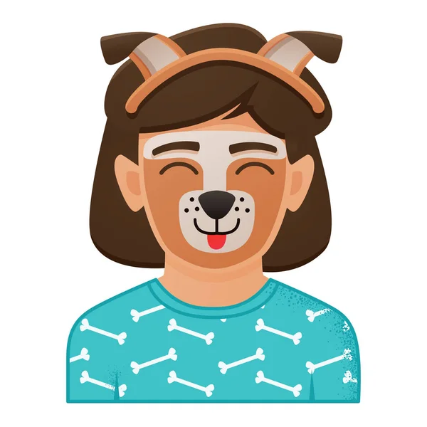 Face Painting Girl Boy Dog Painting Isolated White Background Vector — Wektor stockowy
