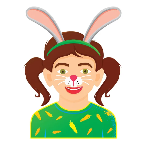 Face Painting Icon Girl Rabbit Painting Isolated White Background Vector — Image vectorielle