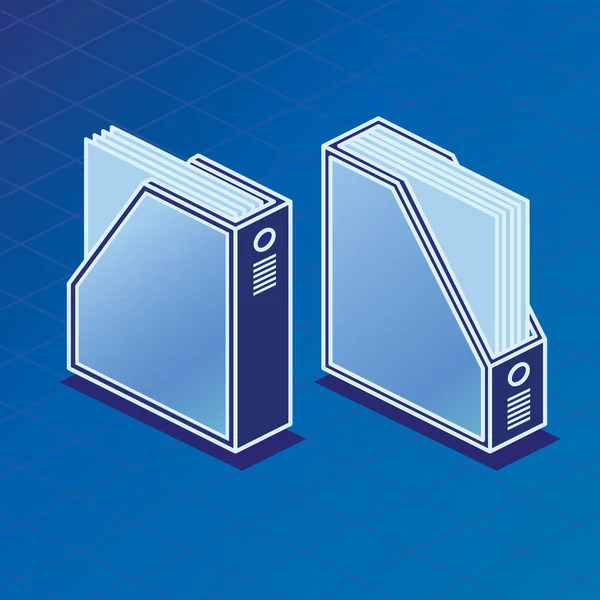 Isometric Vertical Paper Trays Vector Illustration Office Document Tray Front — 图库矢量图片