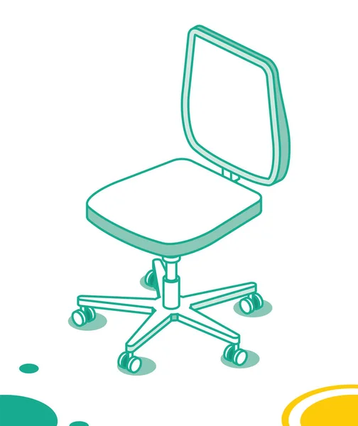 Isometrischer Bürostuhl Auf Rädern Vektorillustration Outline Desk Chair Icon Möbel — Stockvektor