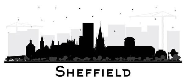 Sheffield City Skyline Silhouette Com Edifícios Negros Isolados Branco Ilustração — Vetor de Stock