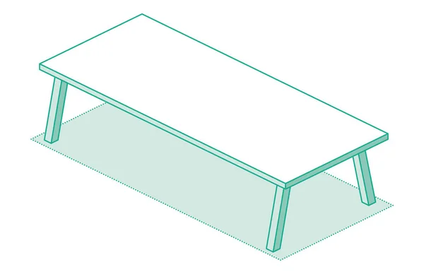 4本足のモダンなオフィステーブル 空の机 アイソメトリックコンセプト ベクトルイラスト 白の背景に隔離された単一のオブジェクト 概要スタイル — ストックベクタ