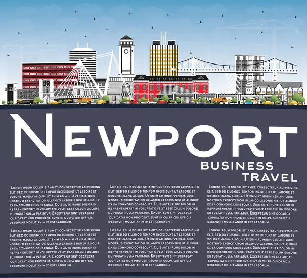 Newport Wales City Skyline Color Buildings Blue Sky Copy Space — Stock Vector