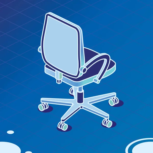 Cadeira Escritório Isométrica Sobre Rodas Ilustração Vetorial Ícone Cadeira Mesa — Vetor de Stock