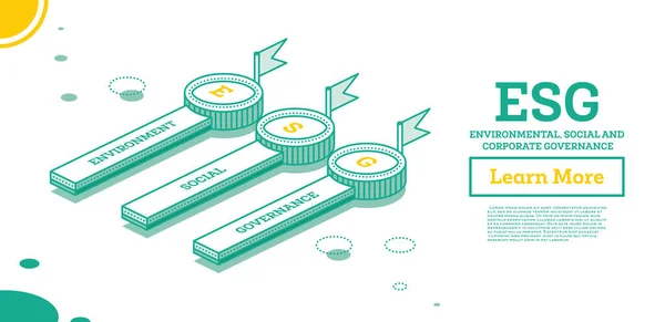 Esg Çevre Sosyal Yönetim Kavramı Elementli Infographic Element Vektör Llüstrasyonu — Stok Vektör