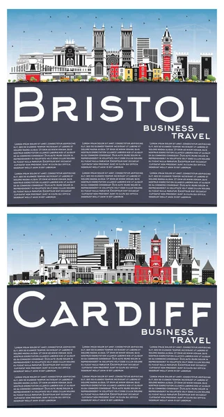 Cardiff Wales Bristol City Skyline Set Con Edifici Colori Cielo — Foto Stock