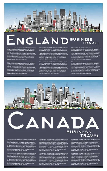 England Canada City Skyline Set Gray Buildings Blue Sky Copy — Stock fotografie