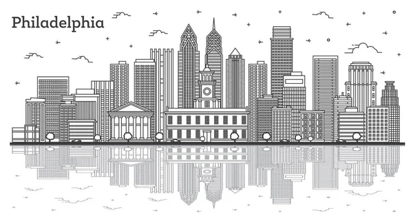 Beskriv Philadelphia Pennsylvania City Skyline Med Moderna Historiska Byggnader Och — Stock vektor