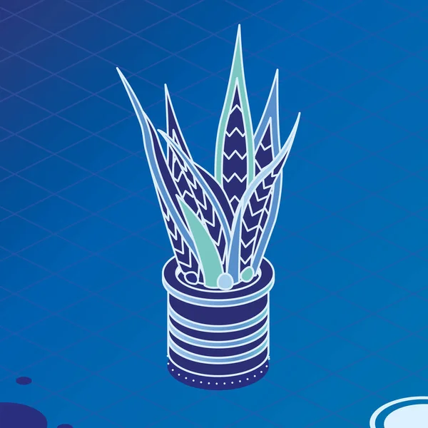Sansevieria Isométrica Planta Doméstica Fundo Azul Snake Plant Pot Ilustração — Vetor de Stock