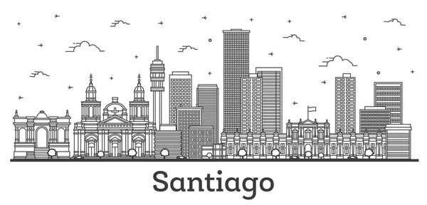 Περίγραμμα Santiago Chile City Skyline Σύγχρονα Και Ιστορικά Κτίρια Που — Διανυσματικό Αρχείο