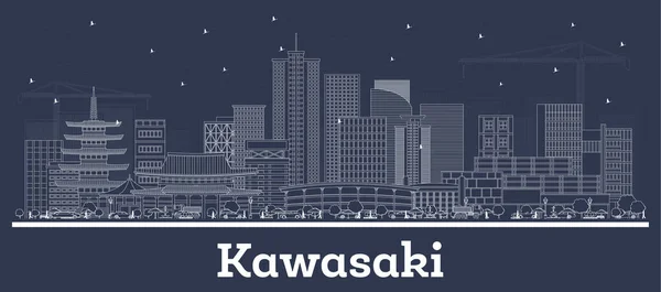 Vázolja Fel Kawasaki Japan City Skyline Fehér Épületekkel Vektor Illusztráció — Stock Vector