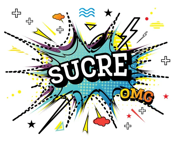 Sucre Comic Text Pop Art Style Isolated White Background Vector — Stock Vector