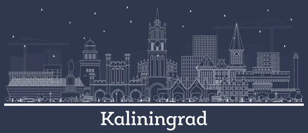Delineie Kaliningrado Rússia City Skyline Com Edifícios Brancos Ilustração Vetorial —  Vetores de Stock