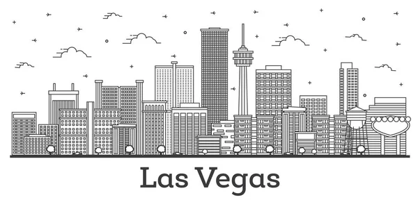 Контур Las Vegas Nevada City Skyline Modern Buildings Isolated White — стоковый вектор