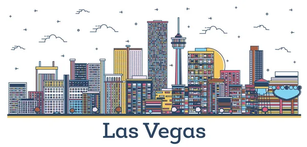 Контур Las Vegas Nevada City Skyline Modern Colored Buildings Isolated — стоковый вектор