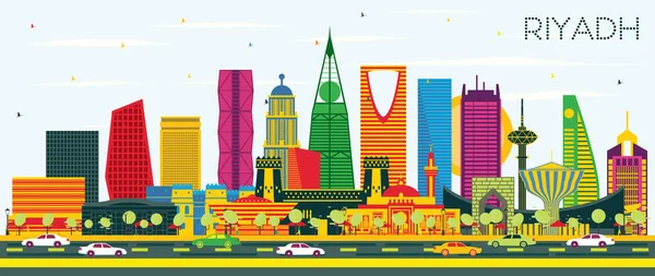 Rijád Szaúd Arábia City Skyline Színes Épületek Kék Vektoros Illusztráció — Stock Vector