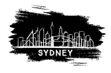 Sydney Avustralya Şehri Skyline Silhouette. El çizimi çizimi. Modern Mimariyle İş Seyahatleri ve Turizm Konsepti. Vektör İllüstrasyonu. Simgeli Sydney Şehir Manzarası.
