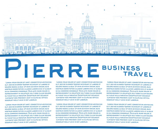 Décrivez Pierre South Dakota City Skyline Avec Des Bâtiments Bleus — Image vectorielle