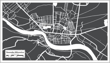 Sremska Mitrovica Serbia City Map in Black and White Color in Retro Style. Outline Map. Vector Illustration.
