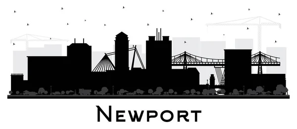 Силуэт Skyline Города Ньюпорт Уэльс Чёрными Зданиями Изолированными Уайт Стрит — стоковый вектор