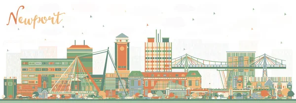 Newport Wales City Skyline Met Kleurengebouwen Vector Illustratie Newport Cityscape — Stockvector