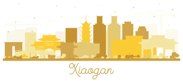 Силуэт Горизонта Сяоган Чайна Сити Золотыми Зданиями Изолированными Белом Векторная — стоковый вектор