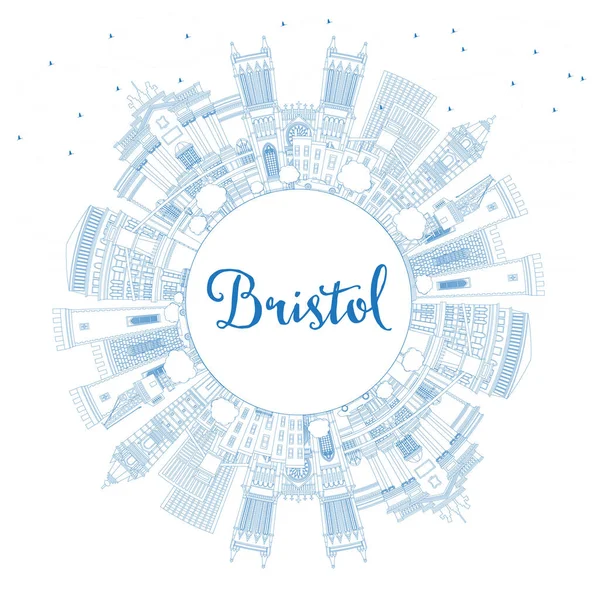Décrivez Bristol City Skyline Avec Des Bâtiments Bleus Espace Copie — Image vectorielle