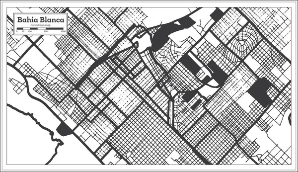 Bahia Blanca Argentina City Map Black White Color Retro Style — Vettoriale Stock