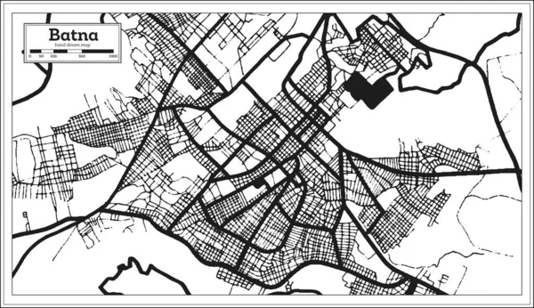 Batna Algeria City Map Retro Style Black White Color Outline — Stock Vector