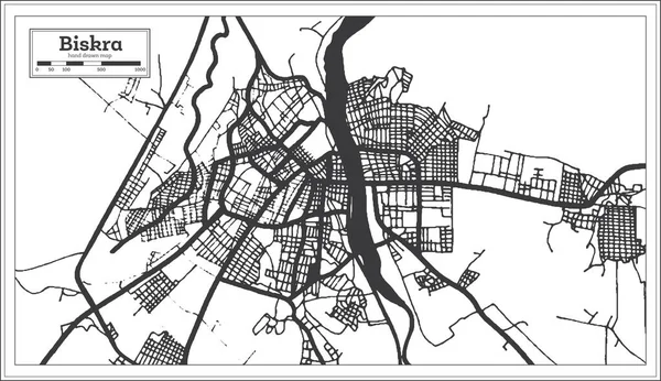 Biskra Algeria City Map Retro Style Black White Color Outline — Wektor stockowy