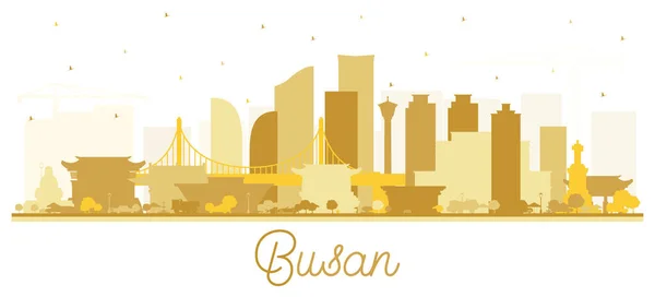 Busan South Korea City Skyline Silhouette Golden Buildings Isolated White — Archivo Imágenes Vectoriales