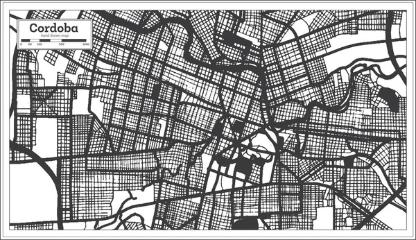 Cordoba Argentina City Map Black White Color Retro Style Isolated — Vector de stock