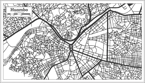 Huambo Angola City Map Black White Color Retro Style Isolated — Vector de stock