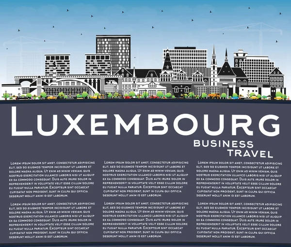 Luxembourg City Skyline Color Buildings Blue Sky Copy Space Vector — Vector de stock