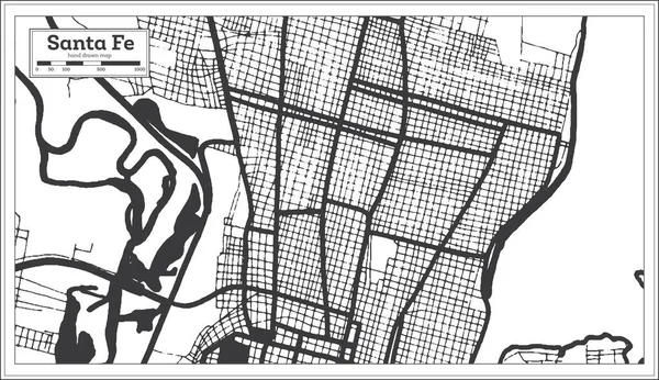 Santa Argentina City Map Black White Color Retro Style Isolated — 图库矢量图片