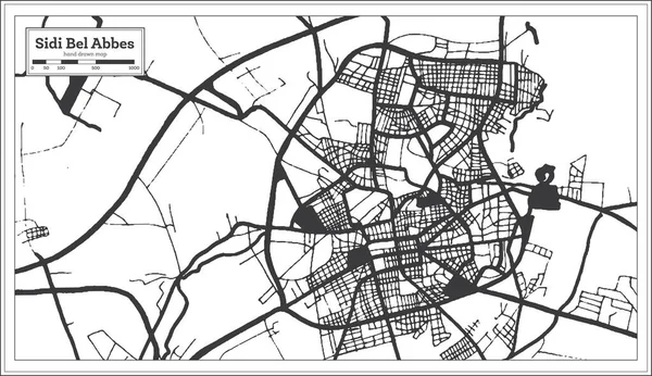 Sidi Bel Abbes Algeria City Map Retro Style Black White — Stock Vector