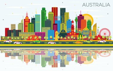 Australia City Skyline with Color Buildings, Blue Sky and Reflections. Vector Illustration. Tourism Concept with Historic Architecture. Australia Cityscape with Landmarks. Sydney. Melbourne.