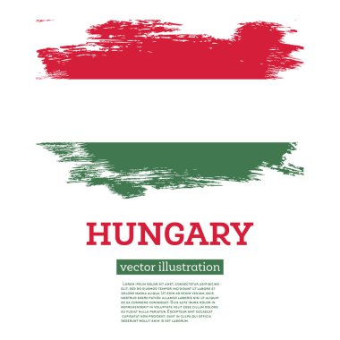 Hungary Flag with Brush Strokes. Vector Illustration. Independence Day.