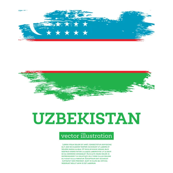 Uzbekistan Flag Brush Strokes Vector Illustration Independence Day — Stock Vector
