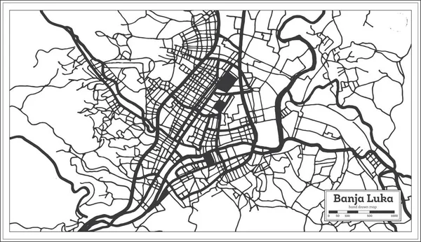Banja Luka Bosnia Herzegovina City Map Black White Color Retro — ストックベクタ