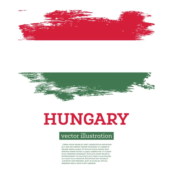 Hungary Flag with Brush Strokes. Vector Illustration. Independence Day.