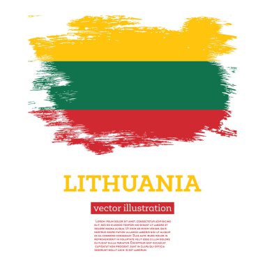 Lithuania Flag with Brush Strokes. Vector Illustration. Independence Day.