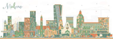 Malmo Sweden City Skyline with Color Buildings. Vector Illustration. Malmo Cityscape with Landmarks. Business Travel and Tourism Concept with Historic Architecture.