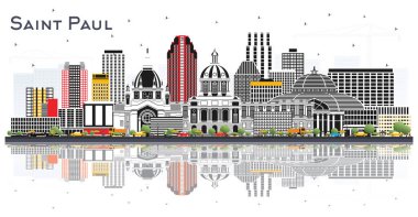 Saint Paul Minnesota City Skyline with Gray Buildings and Reflections Isolated on White. Vector Illustration. Tourism Concept with Historic Architecture. Saint Paul USA Cityscape with Landmarks.
