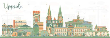 Uppsala Sweden City Skyline with Color Buildings. Vector Illustration. Uppsala Cityscape with Landmarks. Business Travel and Tourism Concept with Historic Architecture.